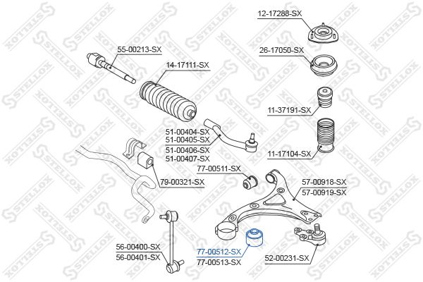 фото Рычаг независимой подвески колеса stellox 77-00512-sx