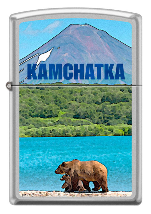 

Бензиновая зажигалка Zippo 205 Kamchatka Satin Chrome, Серебристый;разноцветный, 205 Kamchatka