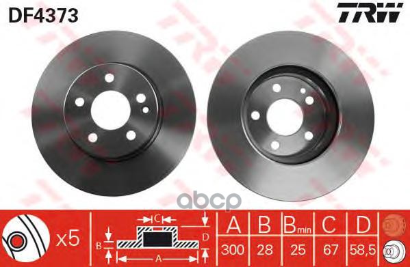 фото Тормозной диск trw/lucas передний df4373