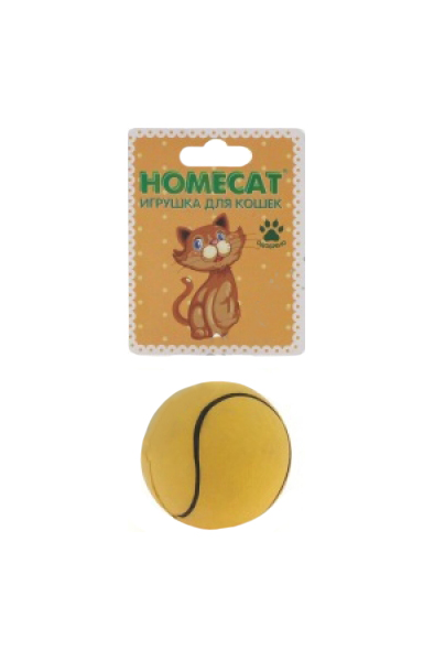 фото Мяч спортивный для кошек homecat резина, текстиль, в ассортименте, 6.3 см