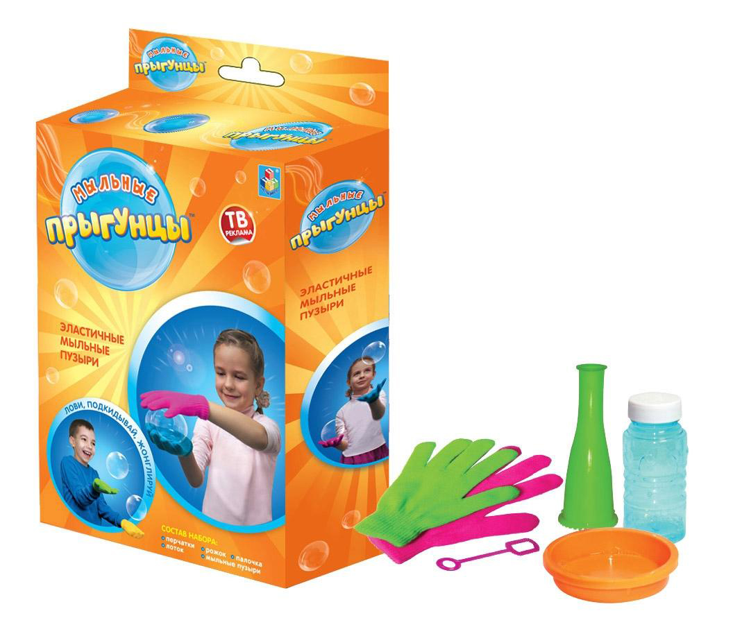 фото Прыгунцы, эластичные мыльные пузыри, 2 перчатки, ёмкость для раств., 60мл раствор, 1 toy