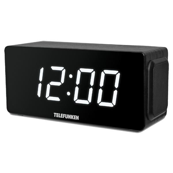 фото Радио-часы telefunken tf-1566u black wood/white