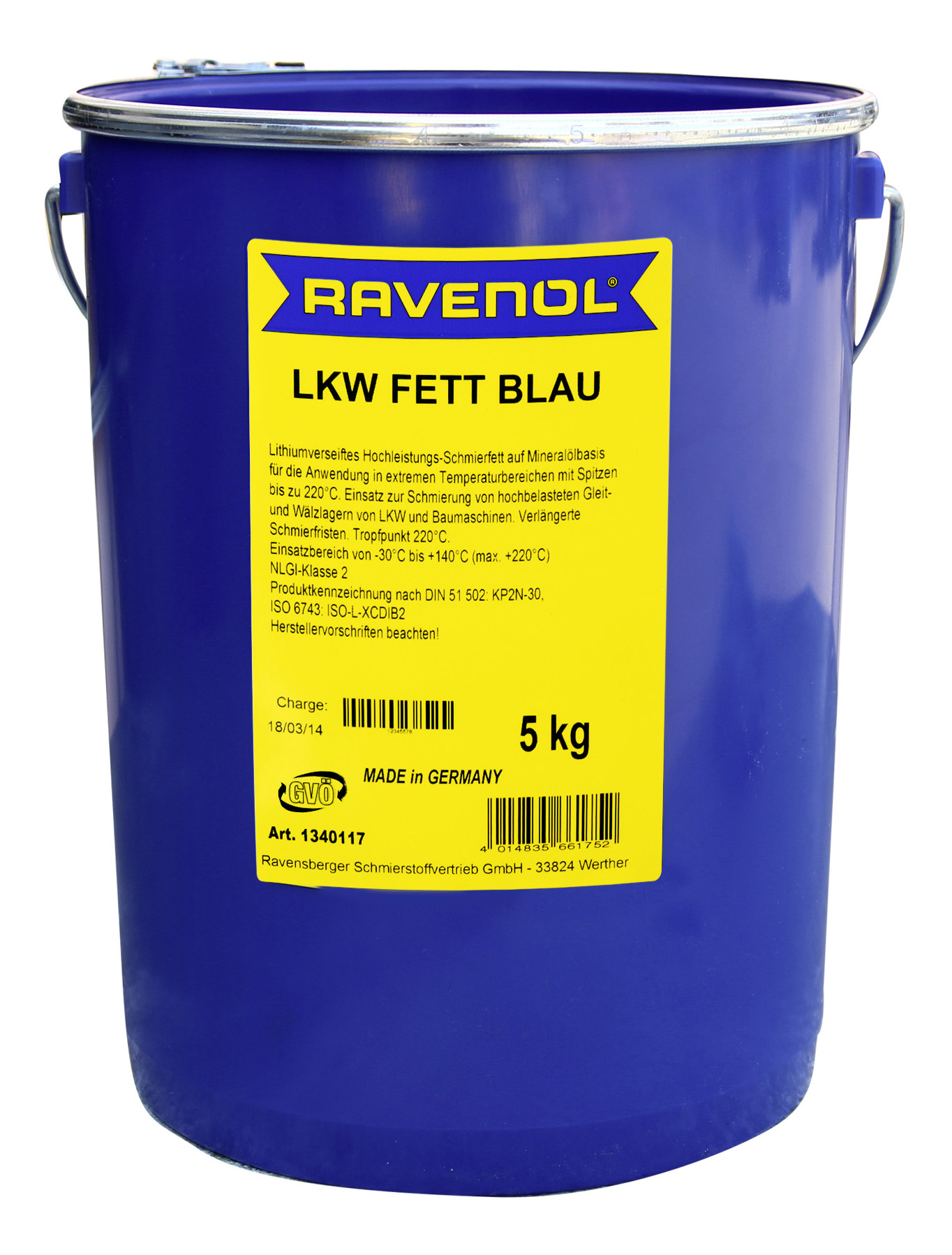 фото Смазка ravenol lkw fett blau 5 кг