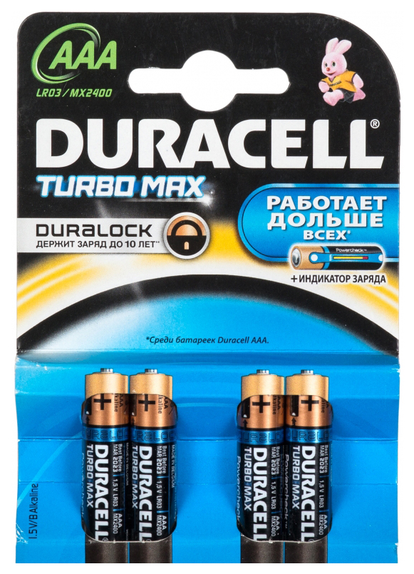 

Батарейка Duracell AAA Turbo LR03 4 шт, AAA Turbo LR03