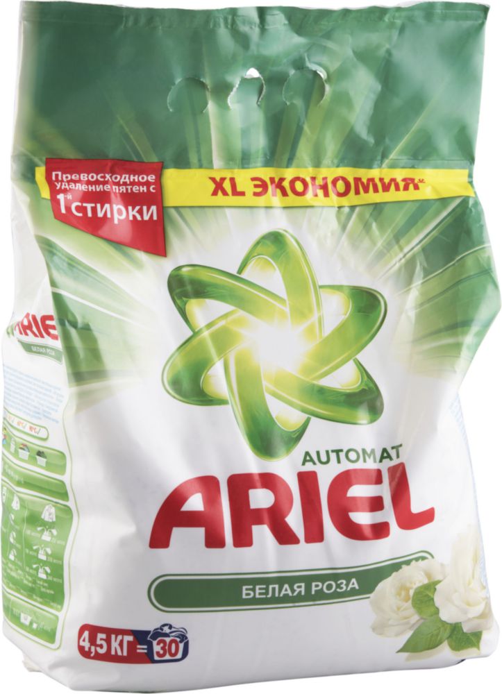 

Порошок для стирки Ariel белая роза автомат 4.5 кг