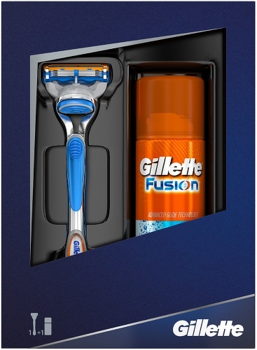 Купить Подарочный набор GILLETTE Fusion: Бритва Fusion + Гель для бритья Fusion Hydra gel, 75 мл