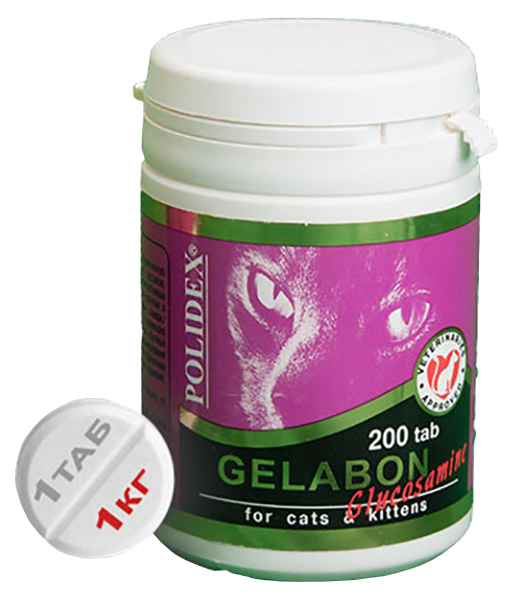 Витаминный комплекс для кошек Polidex Gelabon plus Glucozamine, 200 табл