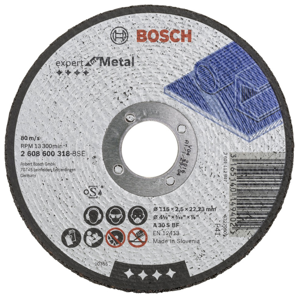 

Диск отрезной абразивный Bosch МЕТАЛЛ 115Х2,5 мм 2608600318 25 шт, expert for Metal 115Х2,5 мм 2608600318