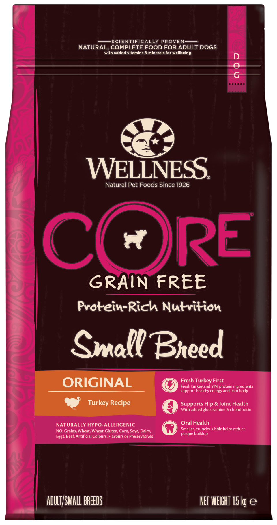 

Сухой корм для собак Wellness CORE Small Breed Original, для мелких пород, индейка, 1,5кг, Small Breed Original