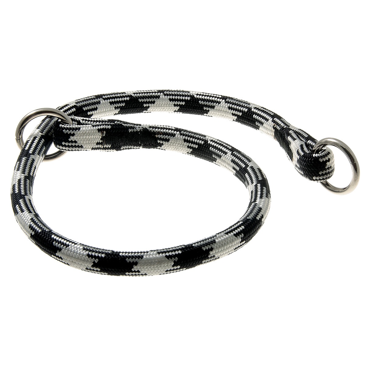 Ошейник-удавка для собак ZooOne Арлекин, с двумя кольцами, черно-белый, 13 мм x 65 см