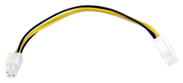 фото Кабель telecom atx 4 pin-atx 4 pin, m-f 0,2м black/yellow (ext-4m-4f-20sm)