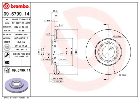 фото Тормозной диск brembo 09.6799.11