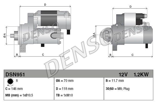 

Стартер 12V 1.2Kw Denso DSN951