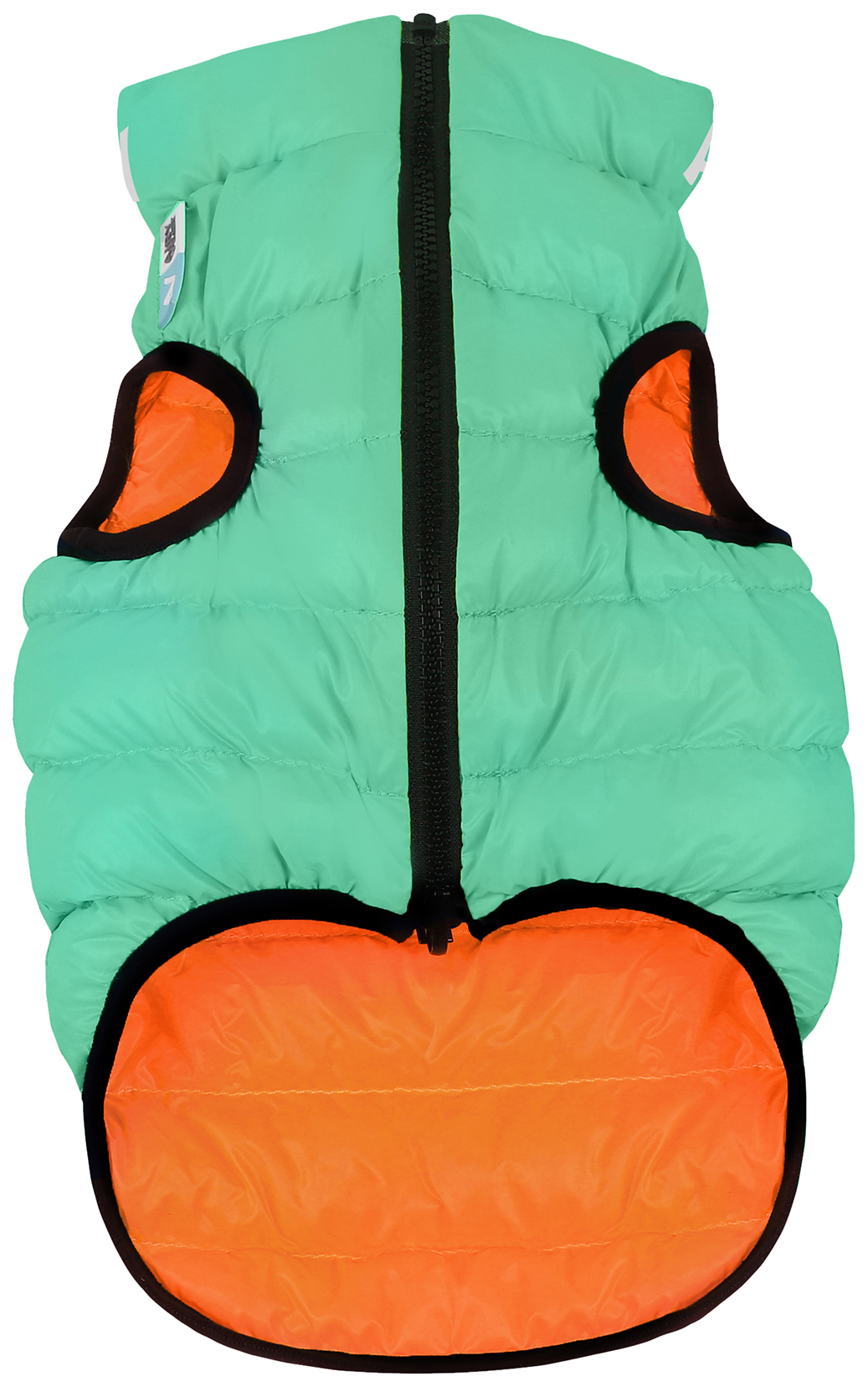 фото Куртка для собак airyvest размер l унисекс, зеленый, оранжевый, длина спины 65 см