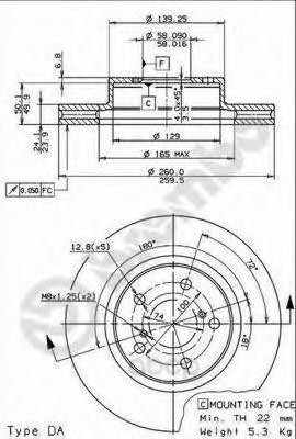 фото Тормозной диск brembo задний для 09567311