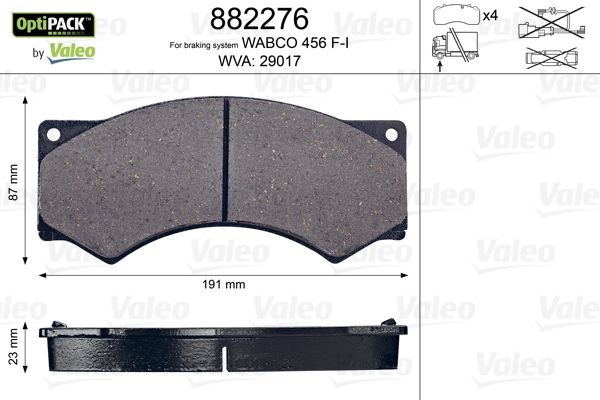 

Комплект тормозных дисковых колодок Valeo 882276