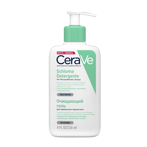 Купить Очищающий гель CeraVe для нормальной и жирной кожи лица и тела 236 мл