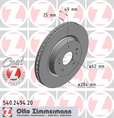 фото Тормозной диск zimmermann 540.2494.20