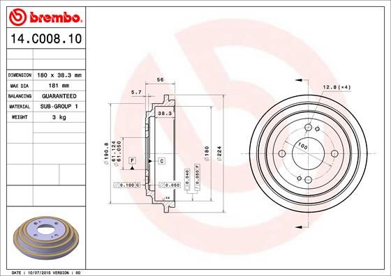 

Тормозной барабан BREMBO 14.C008.10