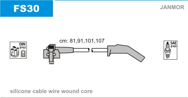 

Комплект проводов зажигания JANMOR FS30