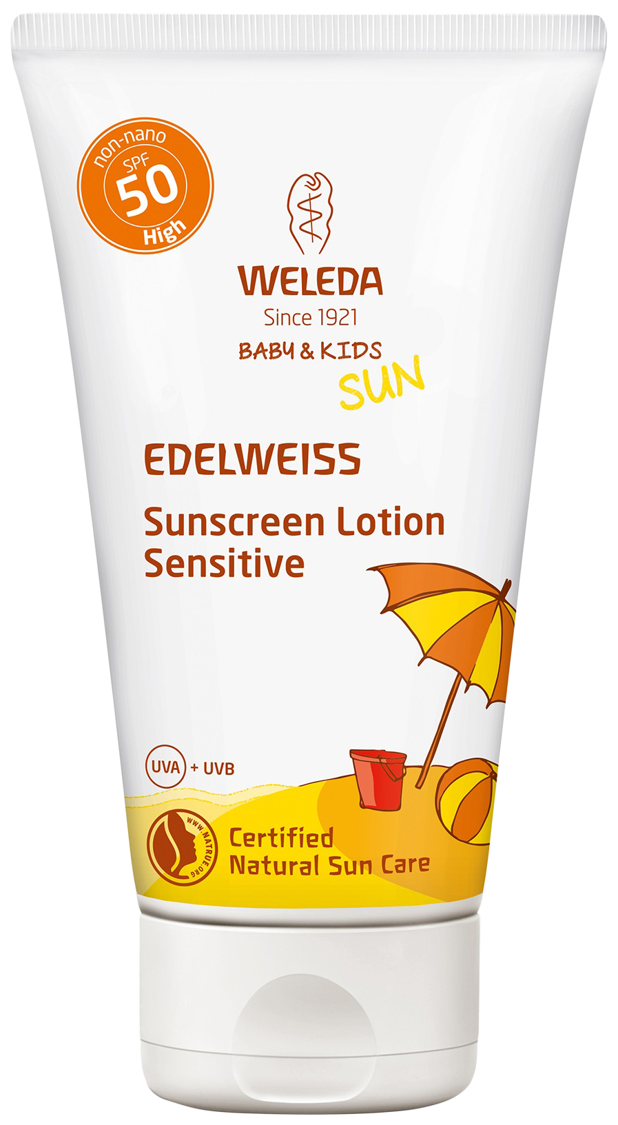Солнцезащитный крем Weleda Baby & Kids Sun Edelweiss Sunscreen Sensitive Lotion SPF 50 успокаивающий солнцезащитный крем с экстрактом центеллы азиатской