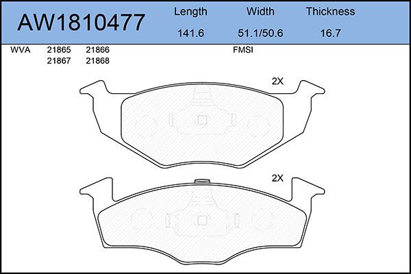 фото Комплект тормозных колодок, дисковый тормоз aywiparts aw1810477