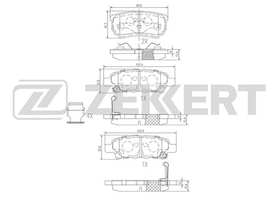 фото Комплект тормозных колодок, дисковый тормоз zekkert bs-1358