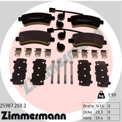 

Комплект тормозных колодок, дисковый тормоз ZIMMERMANN 25987.200.2