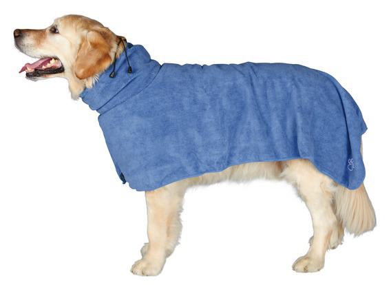 фото Полотенце-попона для собак trixie bathrobe microfiber xl, микрофибра, синее, размер 75 см