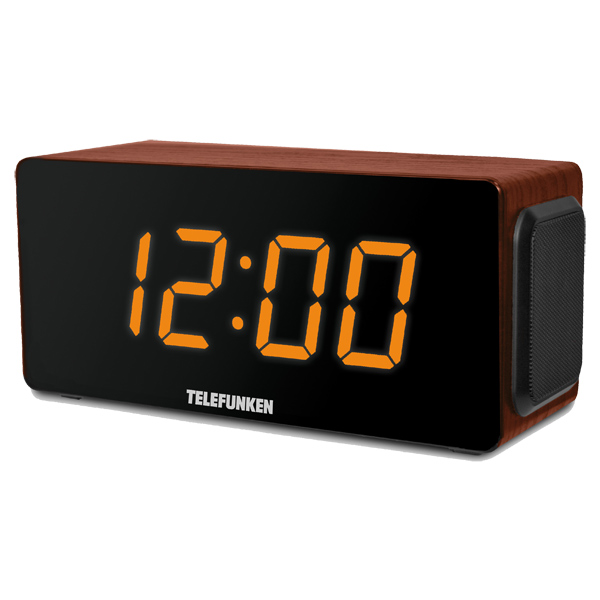фото Радио-часы telefunken tf-1566u brown wood/orange
