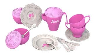 Набор НОРДПЛАСТ чайной посудки Barbie, 18 предметов в пакете defa набор ванная с куклой lucy 5 предметов