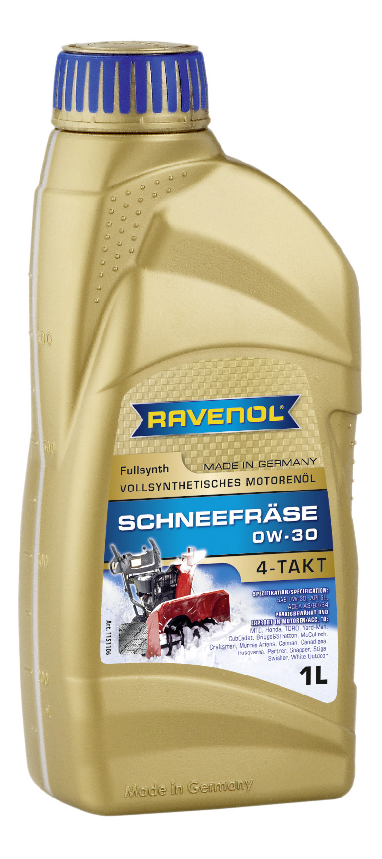 фото Моторное масло ravenol schneefraese 4-takt 0w-30 1л