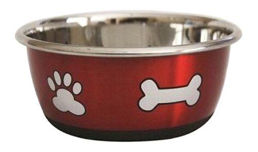 Одинарная миска для собак Lilli Pet, металл, красный, серебристый, 0,95 л