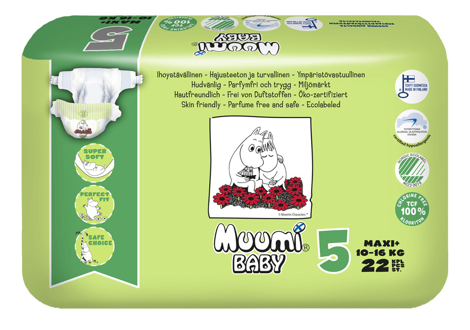 фото Подгузники muumi baby maxi plus (10-16кг), 22 шт.