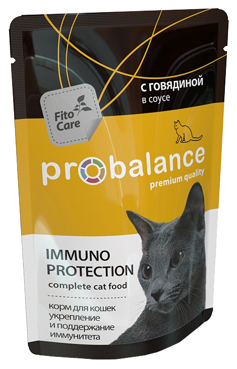 Влажный корм для кошек ProBalance Immuno Protection,говядина в соусе, 85г