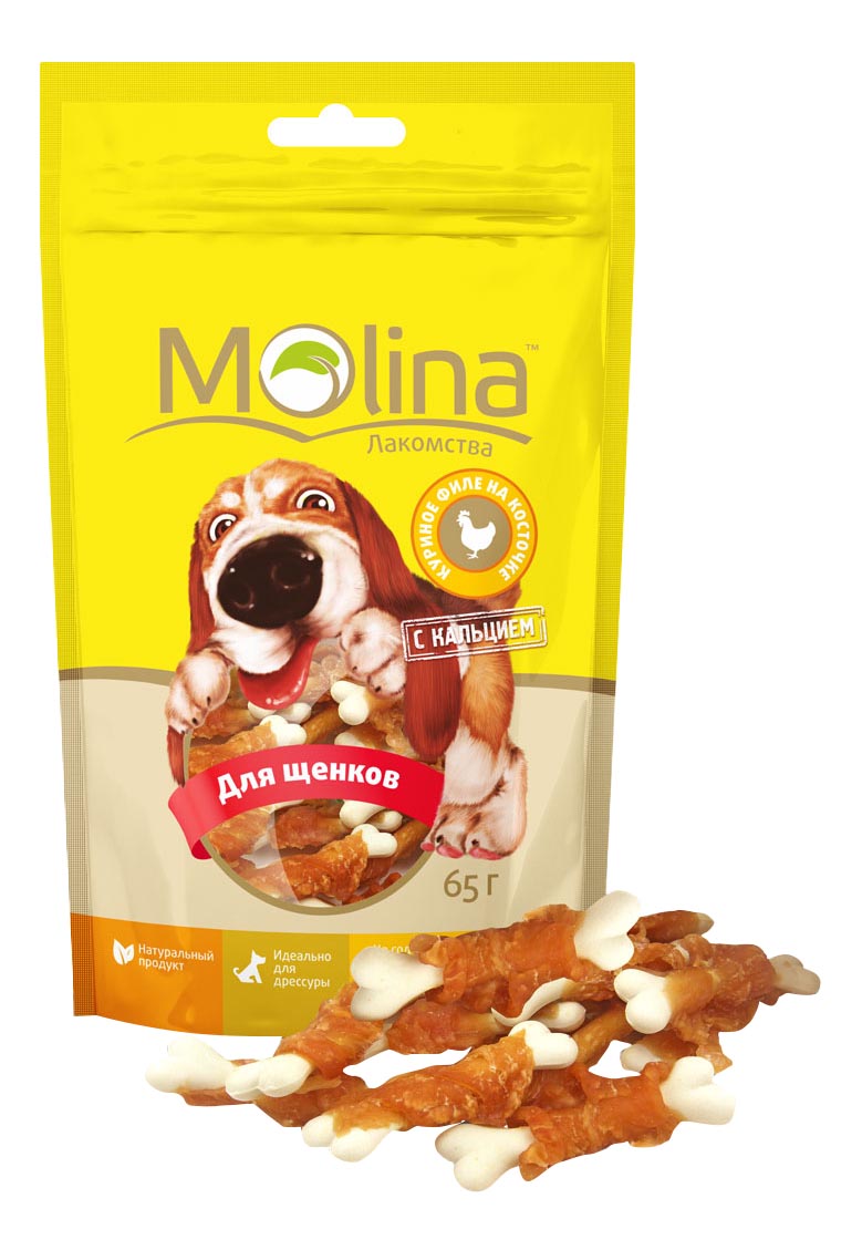 

Лакомство для щенков Molina, косточки, курица, 65г, Куриное филе на косточке, 65 г