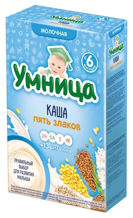 

Каша молочная Умница 5 злаков с 6 мес. 200 г, 5 злаков