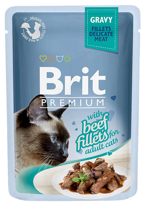 фото Влажный корм для кошек brit premium, говядина, 24шт, 85г