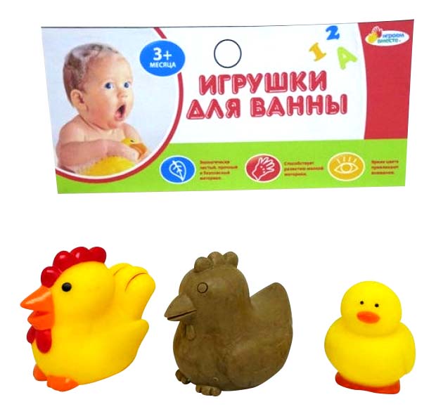 

Игрушки для ванной Петух, курица, цыпленок Играем вместе LXB107_165_MOM, Желтый, Петух, курица, цыпленок