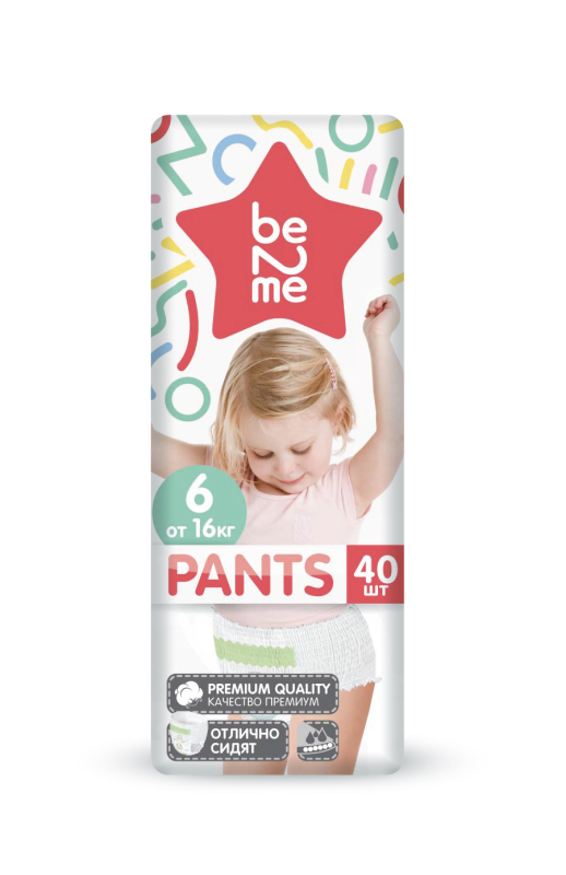 

Трусики-подгузники Be2Me 'XL 6' (от 16 кг) 40 шт., Premium Quality