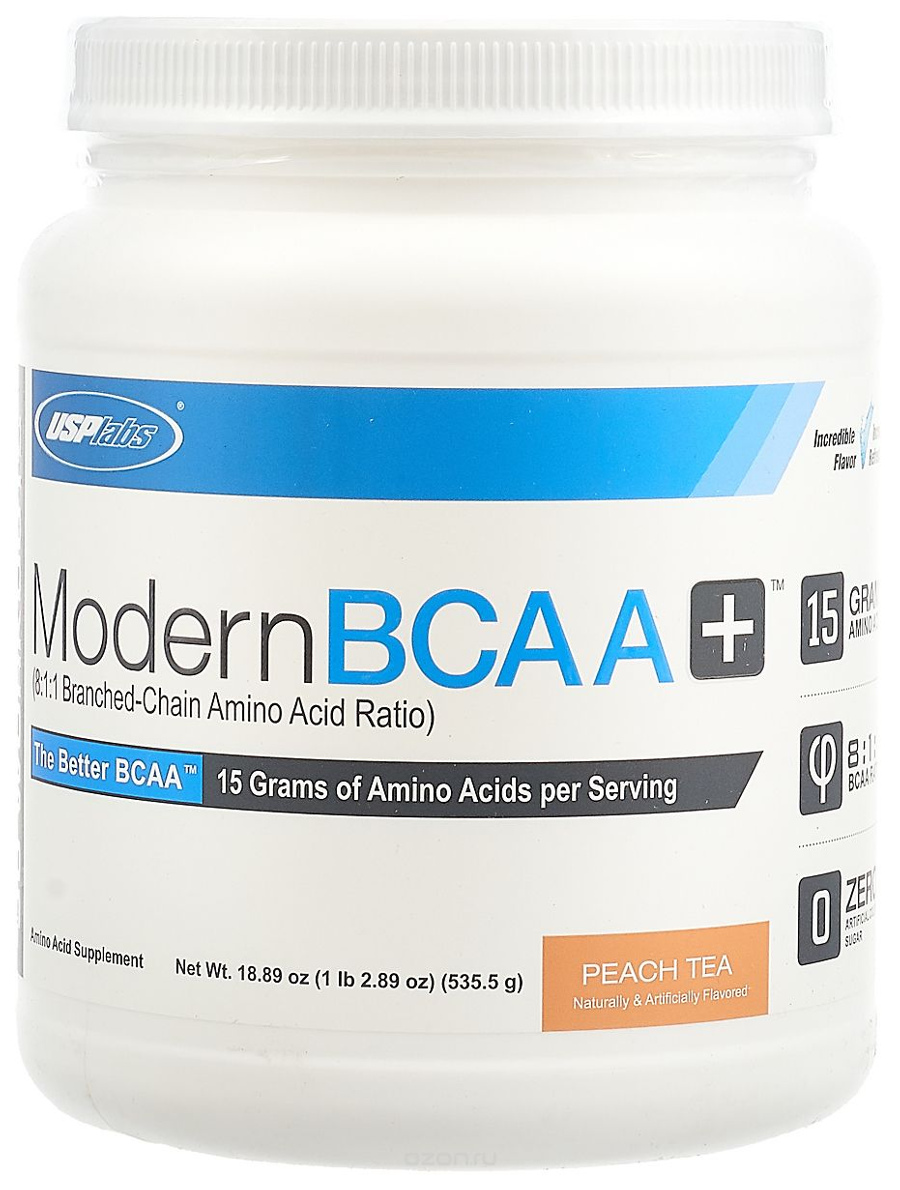 фото Modern bcaa+ usplabs, 535 г, peach tea