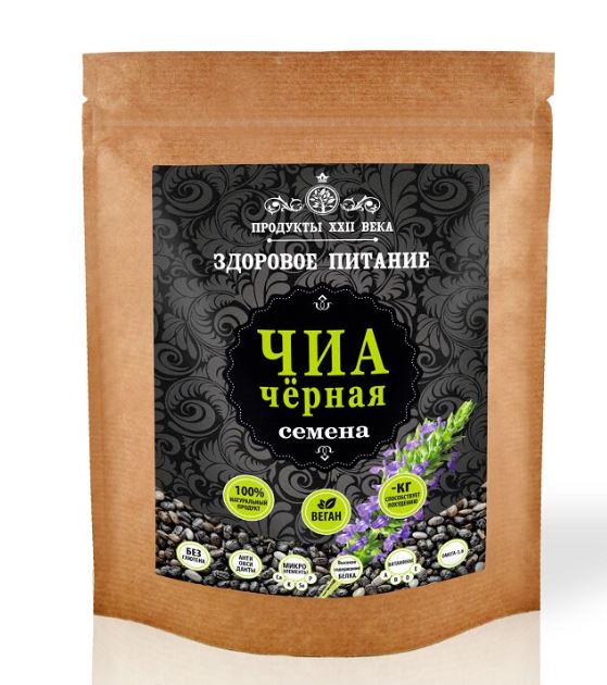 

Чиа черная, семена, 200 гр, Продукты XXII века