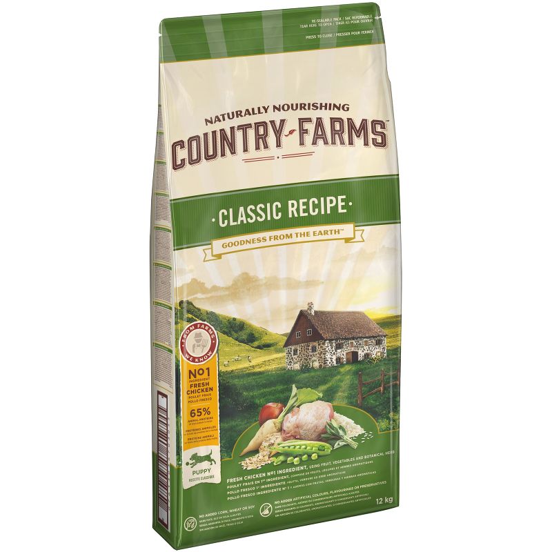 фото Сухой корм для щенков country farms classic recipe, с высоким содержанием курицы, 12кг