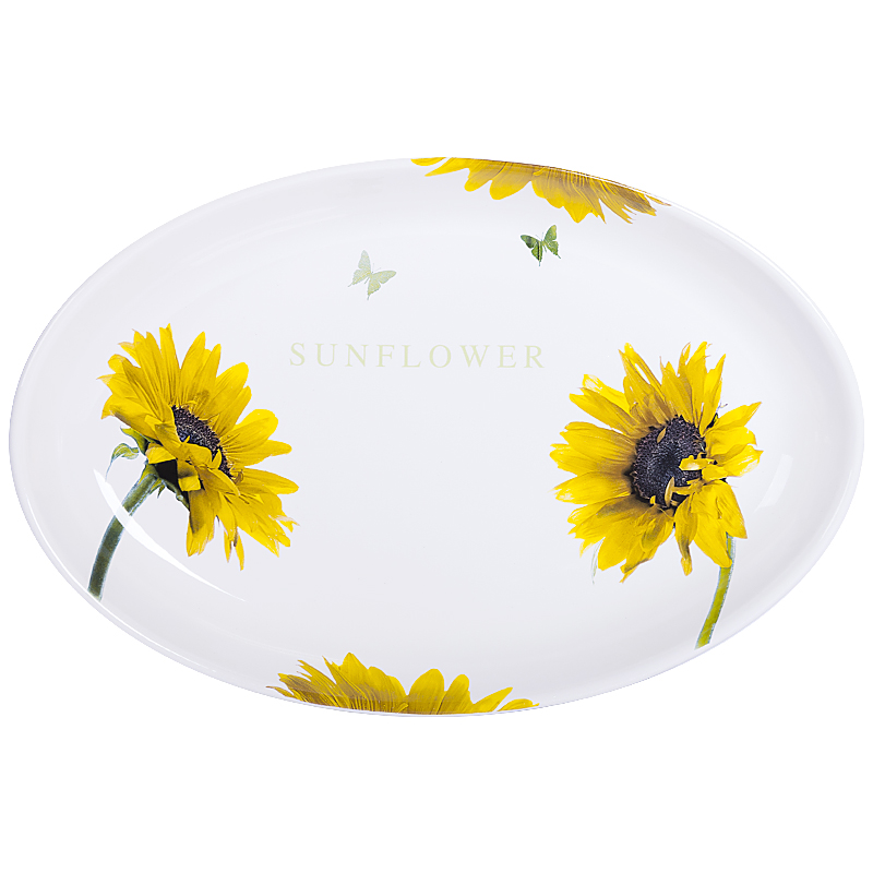 фото Поднос овальный ceramiche viva sunflower 50x33x6см