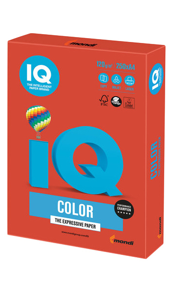 

Бумага IQ CO44 Color, А4, 120 г/м2, 250 л, интенсив Кораллово-красный