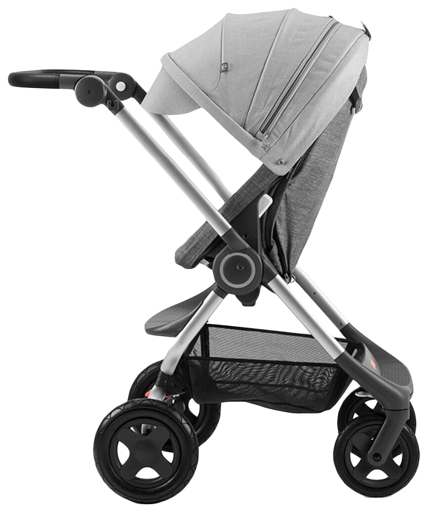 

Коляска прогулочная Stokke Scoot V3 Grey Melange с ручкой из экокожи, Scoot V3