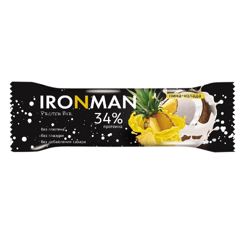 фото "ironman" батончик без глазури "34% protein bar", 50 г (пина-колада)