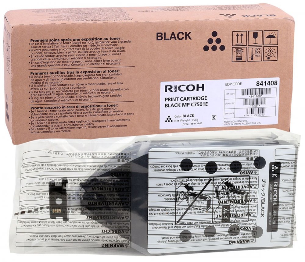 

Картридж для лазерного принтера Ricoh MP C7501E, черный, оригинал, 841408