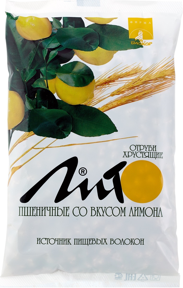 Бад к пище Биокор отруби пшеничные хрустящие лито с кальцием со вкусом лимона 200 г