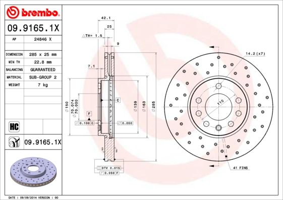 фото Тормозной диск brembo 09.9165.1x